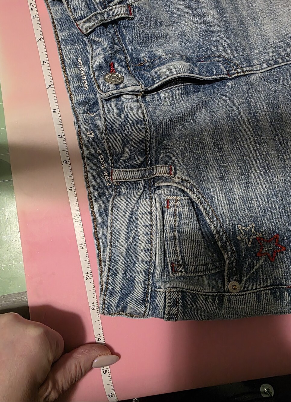 Cat & Jack Light Blue Denim Star Embroidered Shorts - Picture 4 of 6